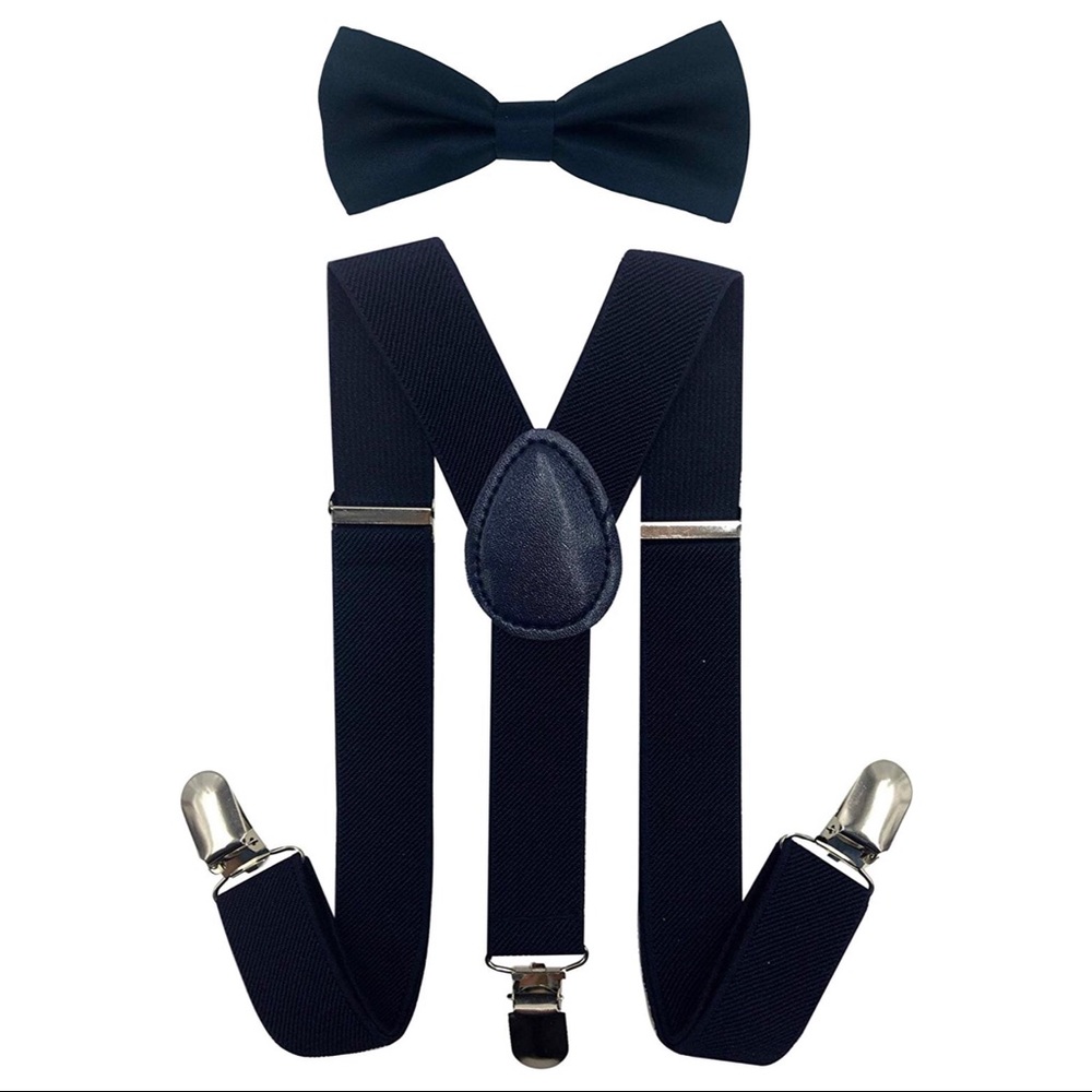 Navy Toddler Bow Tie & Suspenders Set